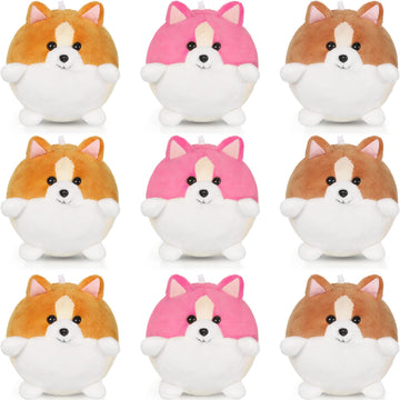 Sumind 9 Pcs Valentine Mini Plush Dog Stuffed Animals Bulk Dog Plush Party Favors Small Soft Plush Dog Toy For Easter Goodie Bag