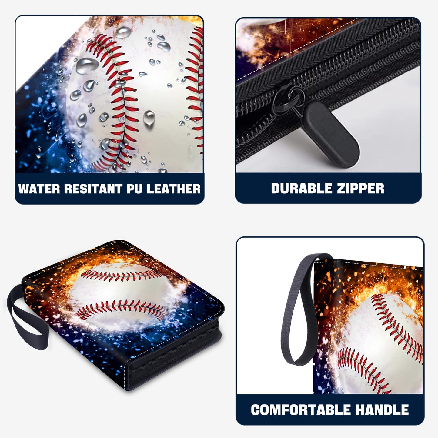 Hesplus 900 Pockets Baseball Card Binder, Baseball Trading Cards Display Case With Baseball Card Sleeves Card Holder Protectors