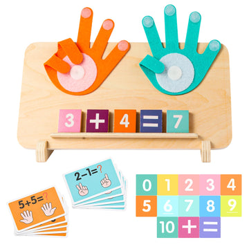 VIC-SUN Preschool Learning Toys for Toddlers, Colorful Wooden Numbers Blocks, Finger Counting Montessori Toys for 3 4 5 Year Old