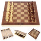 Chess Set,Folding Storage Wooden Chess Board Sets,17' Wooden Chess,3 In 1 Chess Board Game For Adults And Kids (Chess,Backgammon,Checkers)