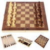 Chess Set,Folding Storage Wooden Chess Board Sets,17' Wooden Chess,3 In 1 Chess Board Game For Adults And Kids (Chess,Backgammon,Checkers)