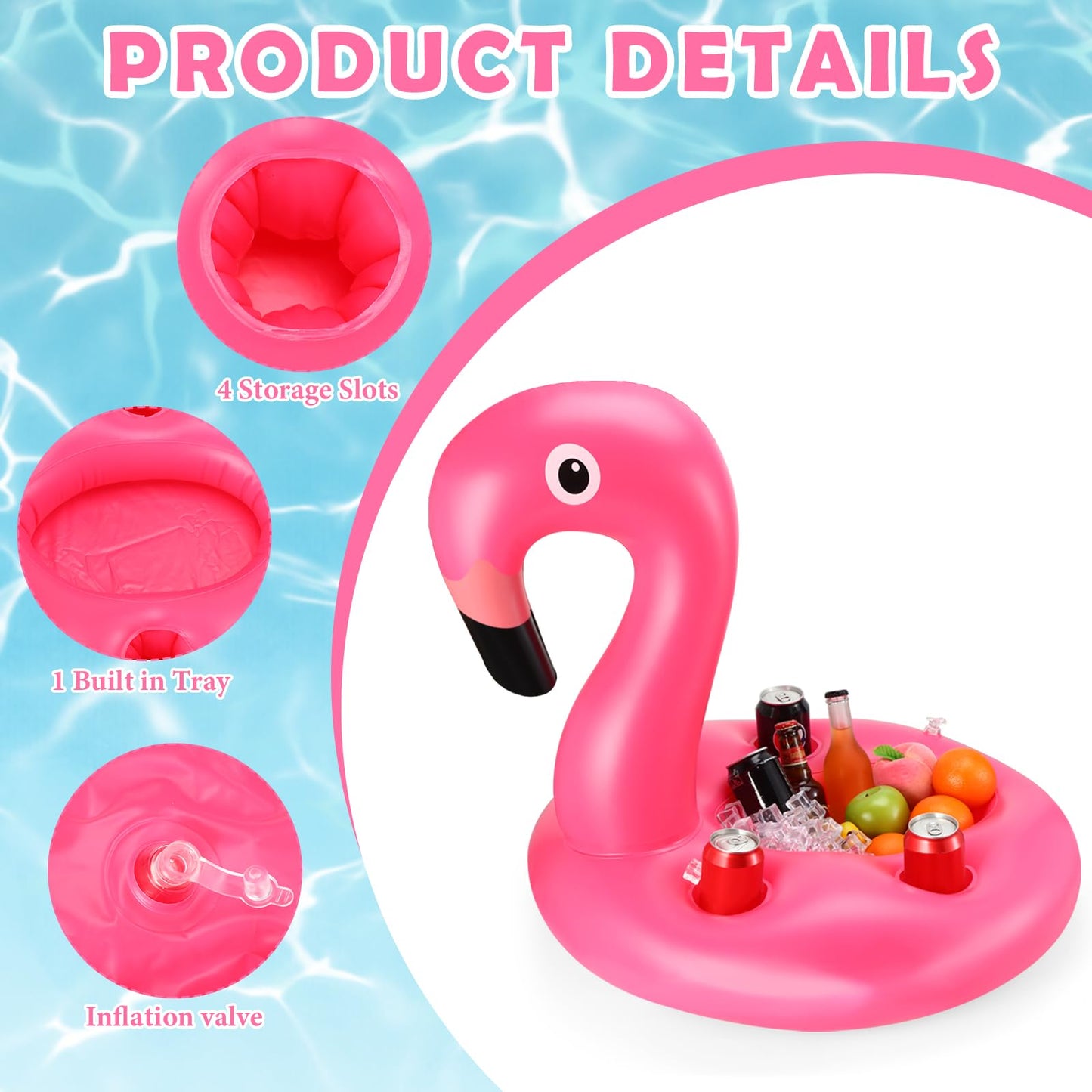 FillTouch Floating Drink Holder for Pool, Floating Cabana Bar, Hot Tub Drink Holder for Adults, Inflatable Pool Accessories(Flam