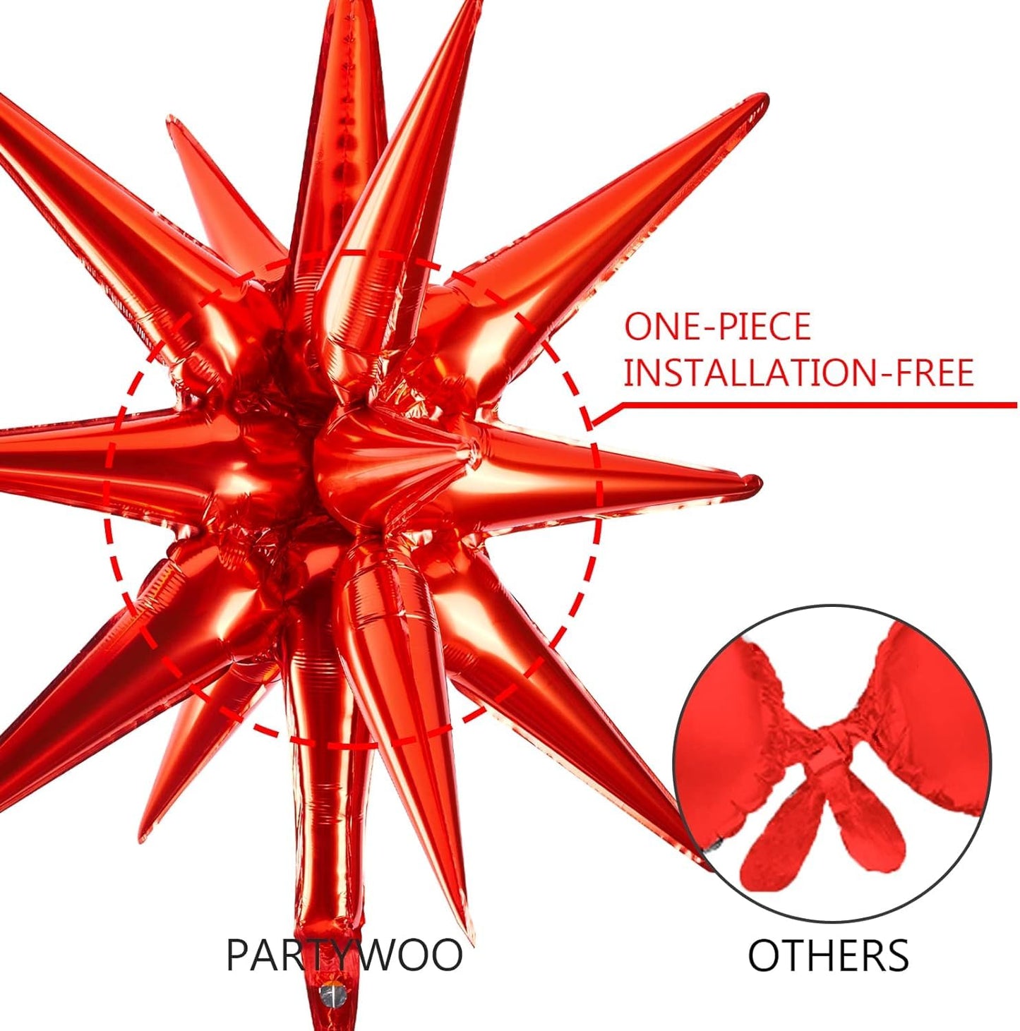 Partywoo Red Balloons, 110 Pcs 22 Inch Star Balloons And Red Balloons Different Sizes Pack Of 18 Inch 12 Inch 10 Inch 5 Inch For Balloon Garland Balloon Arch As Birthday Decorations, Party Decorations