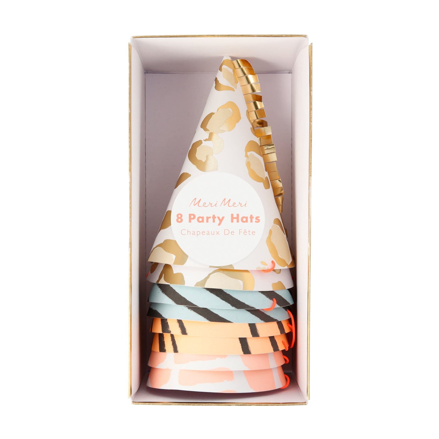 Meri Meri Birthday Party Hats, Pack of 8 Bright and Colorful Cone Birthday Hats for Kids & Adults, Cone Party Hats