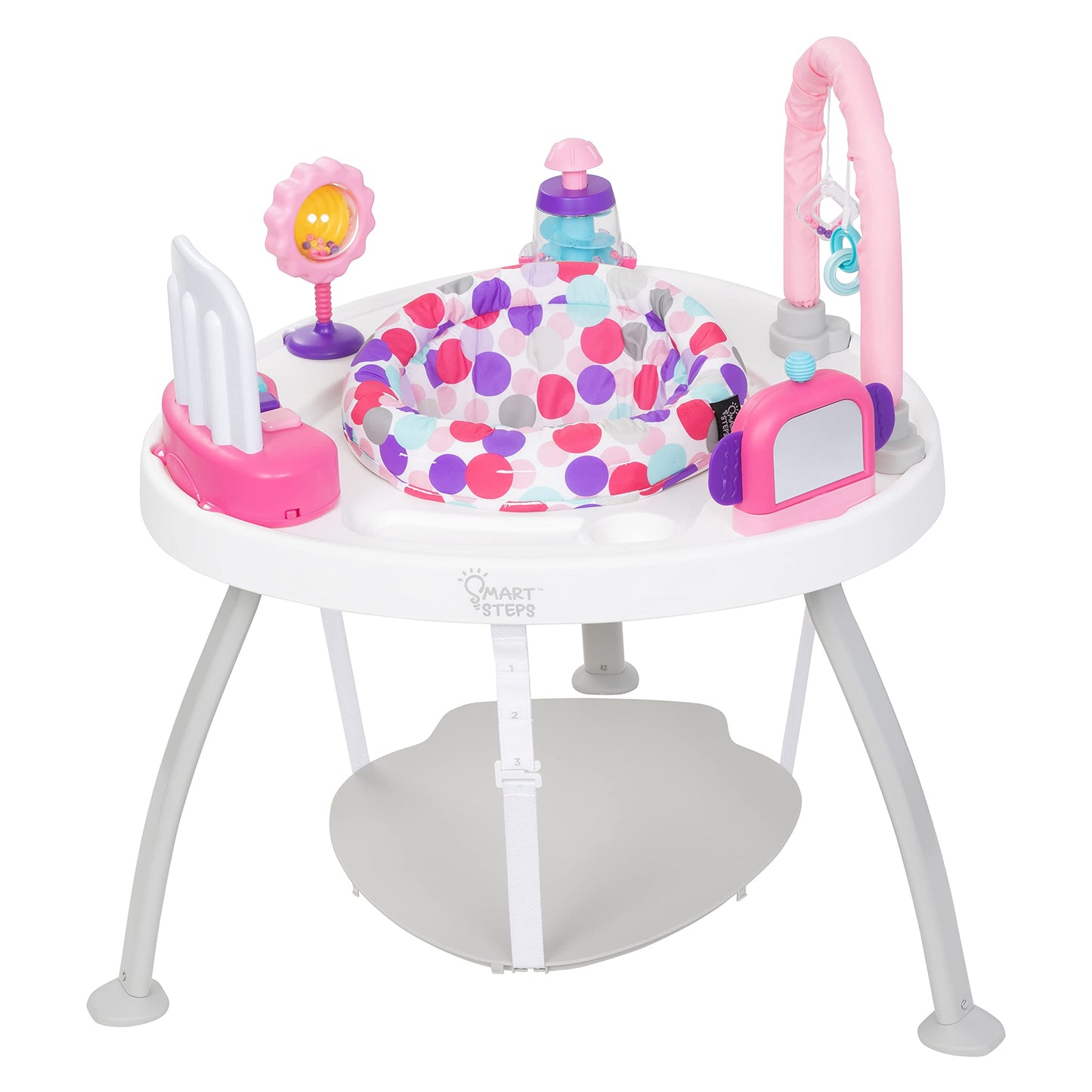Smart Steps 3-in-1 Bounce N Play Activity Center Plus with STEM Learning Toys, Princess Pink