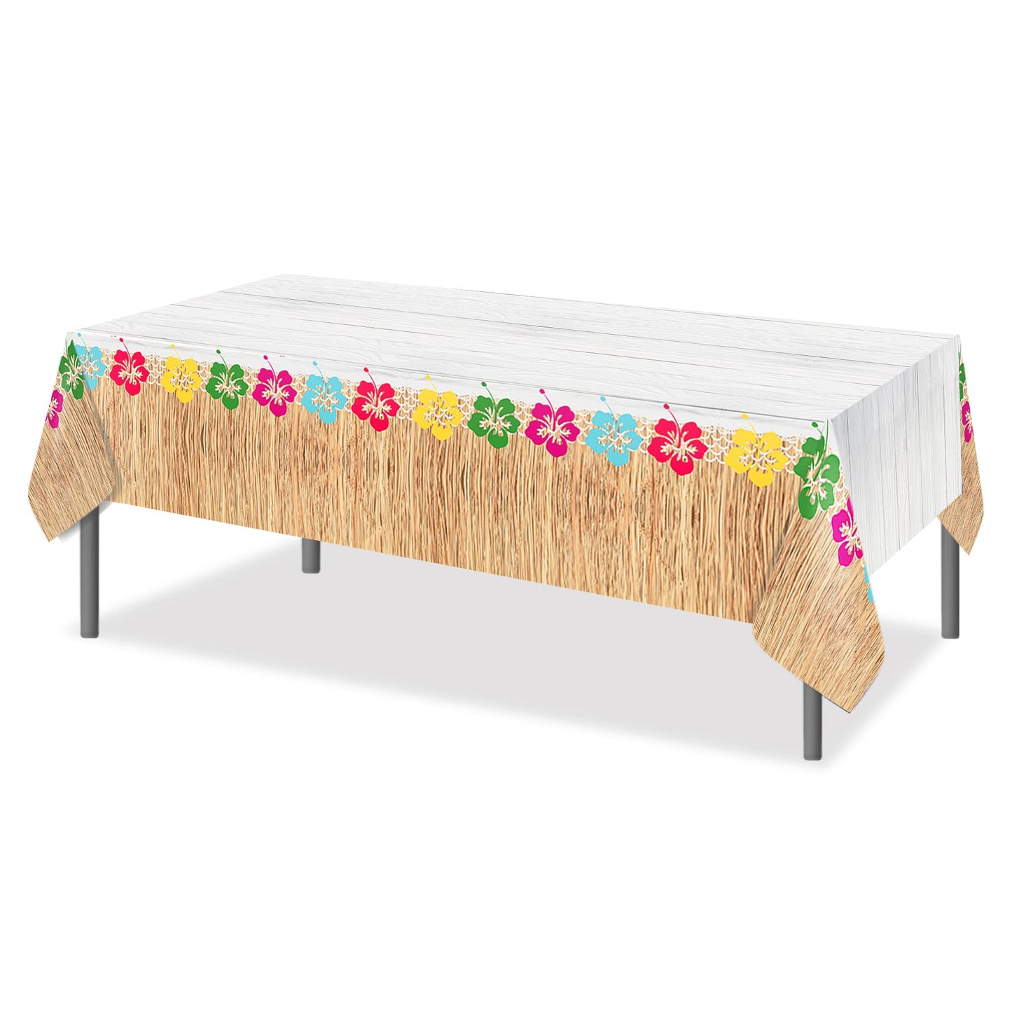 Lide Road 2 Pcs Hawaiian Tablecloth Hawaiian Birthday Party Tablecloths Rectangle Disposable Hawaiians Plastic Tablecloth Decor