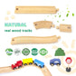 60Pcs Train Set For 3 Year Old Boys, Double-Side Wooden Train Set Tracks For Toddlers, Fits Brio, Thomas, Melissa And Doug, Kids Wood Train Toys For 3 4 5 Year Old Boys And Girls (Yellow)