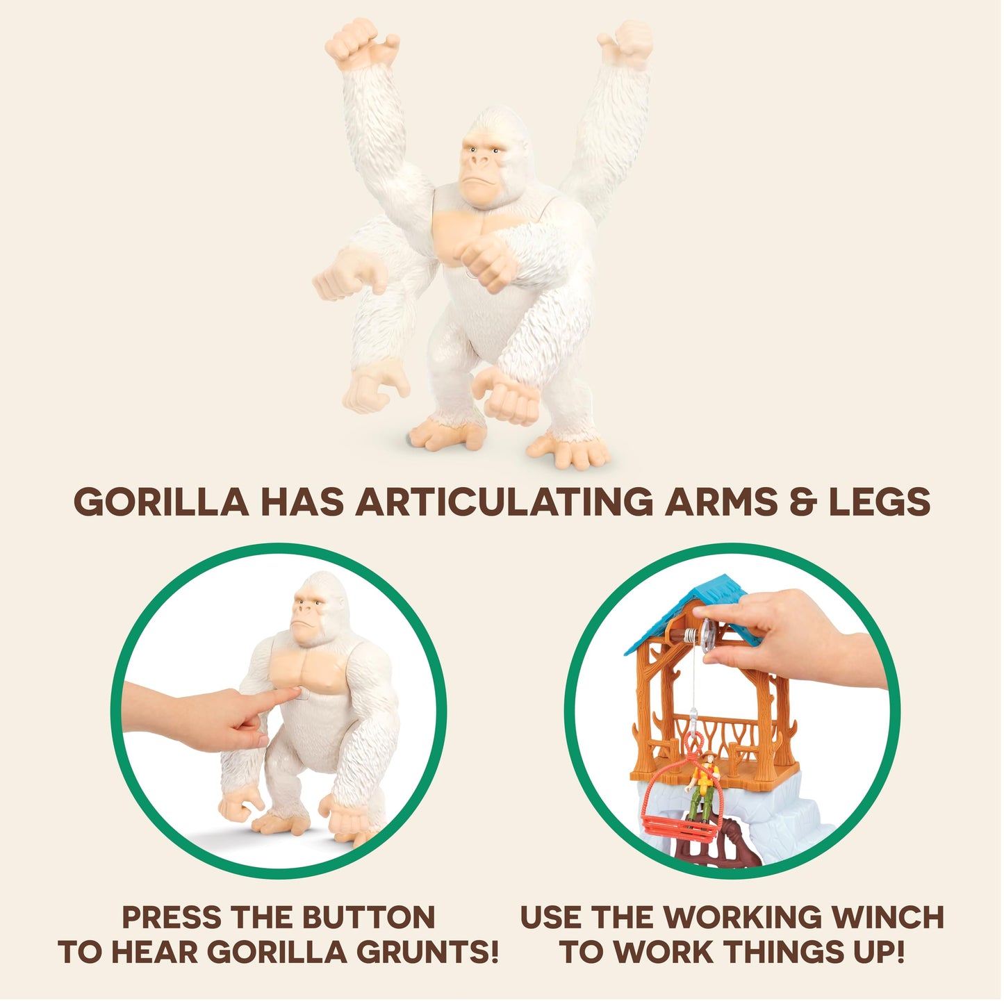 Terra by Battat Gorilla Expedition Playset – Electronic Jungle Toy for 3 Years + – Snowflake Model – Plastic Figurines