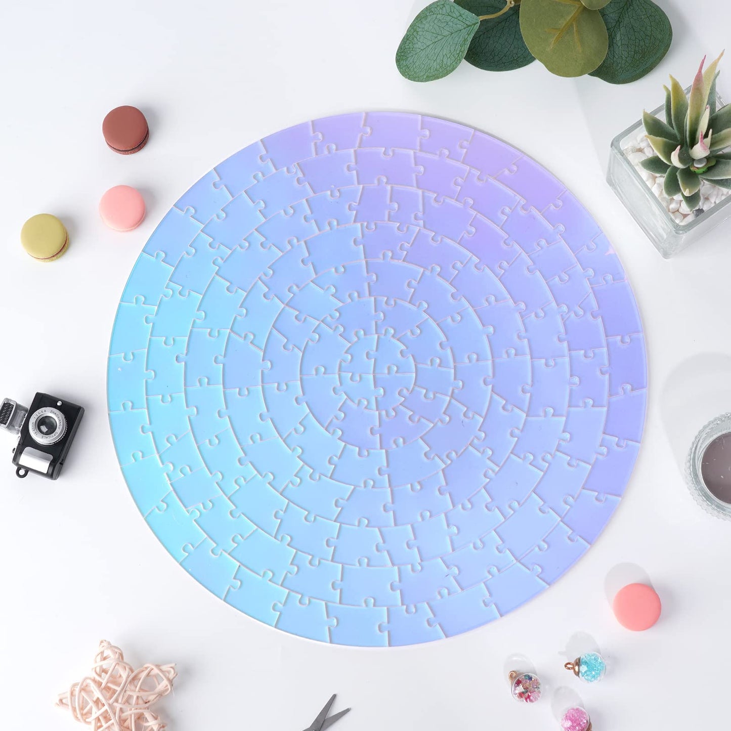 ZZYFGH Round Jigsaw Puzzle - 120 Pieces Color Changing Acrylic - 12x10 Inches - Difficult Challenge for Adults