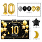 Happy 10Th Birthday Balloons Gold Set Decor - Cheers To 10 Years Old Party Theme Garland Star Moon Banner Backdrop Decorations F