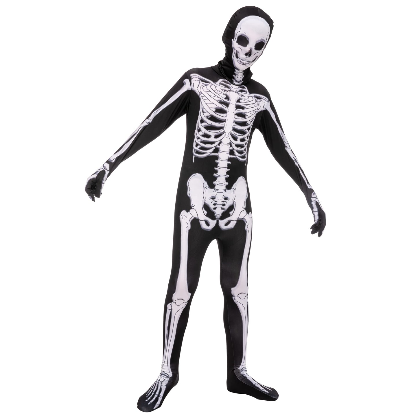 Spooktacular Creations Halloween Kids Scary 3D Skeleton Costume For Boys, Toddlers Skeleton Costume For Halloween Dress Up-M(8-10Yr)