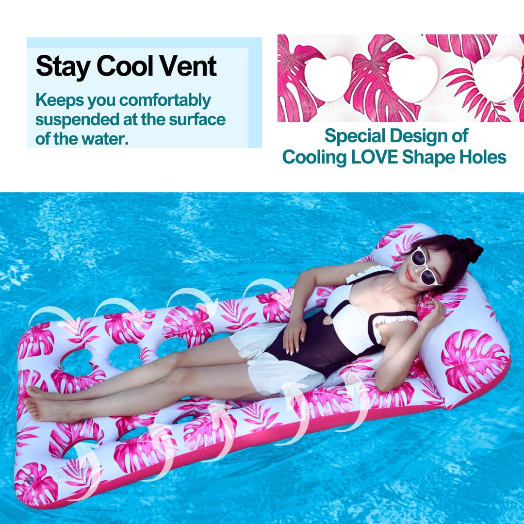 Inflatable Pool Float Lounger mature-themed 2 Packs  Giant Pool Raft Floaties Pool Floating  Swimming Pool Tanning Bed Chair Floats  Large Water Floats Lounge Set  Large Floating Hck Mat