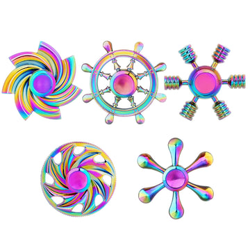 Scione Metal Fidget Spinner, Sensory Hand Fidget Toy 5 Pack-Anxiety Toys Stress Relief Reducer, Party Favors For Kid Adult, Easter Day Gifts For Kids, Classroom Prizes, Party Favors Supplies