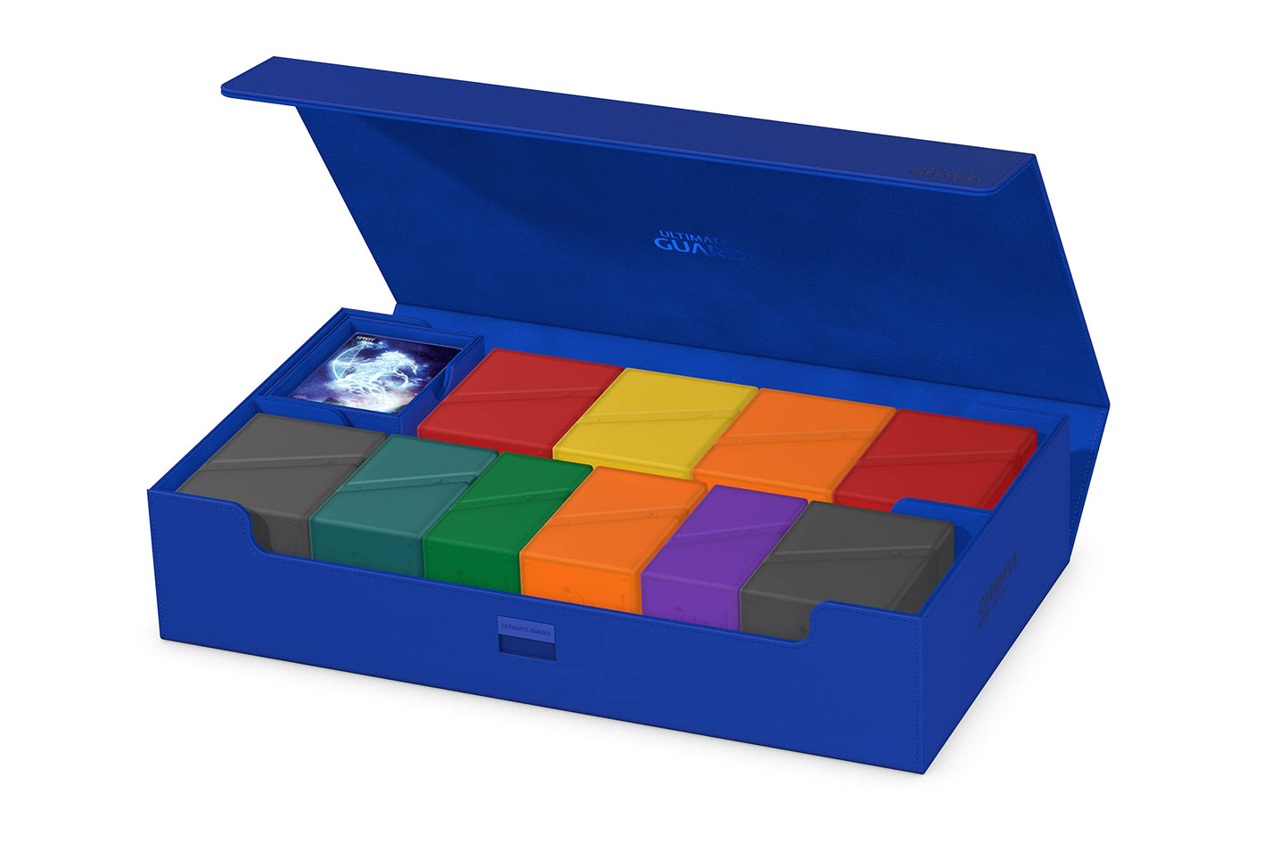 Ultimate Guard Omnihive 1000+, Deck Case for 1000 Double-Sleeved TCG Cards + 2 removable Trays, Blue, Magnetic Closure & Microfi