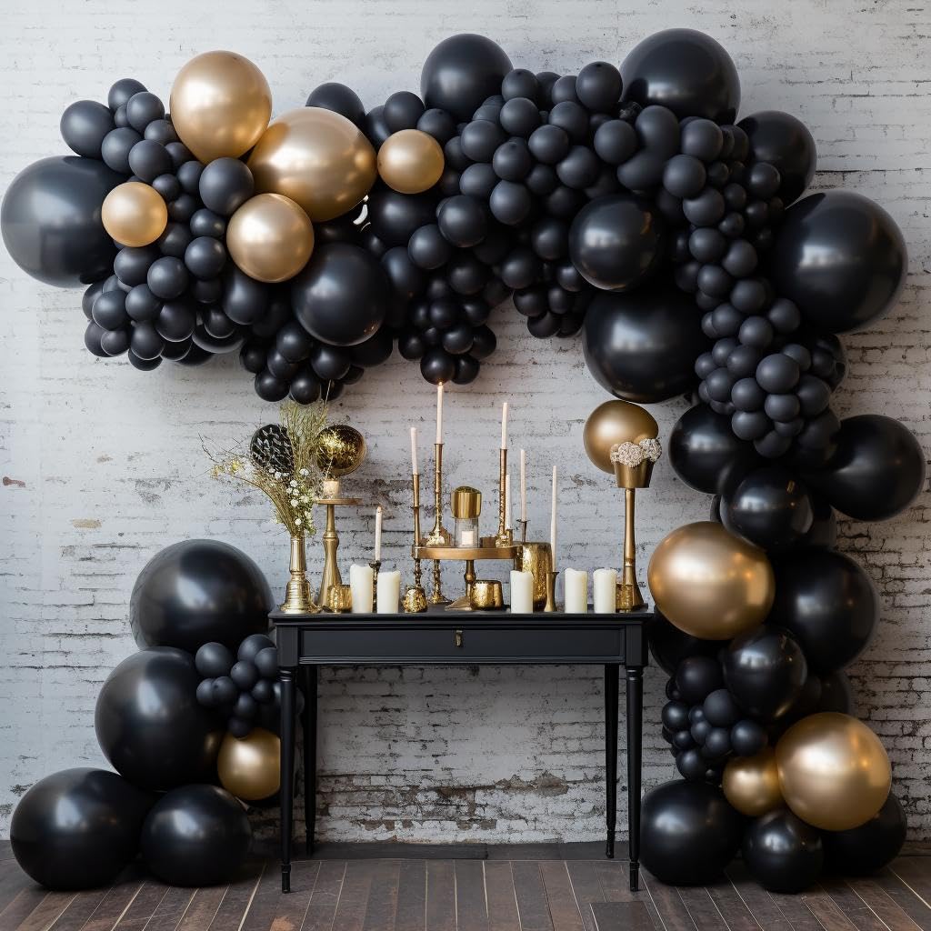 Bezente Black Balloons Latex Party Balloons - 150 Pack 5 Inch Matte Black Helium Balloons For Black Themed Birthday Graduation B