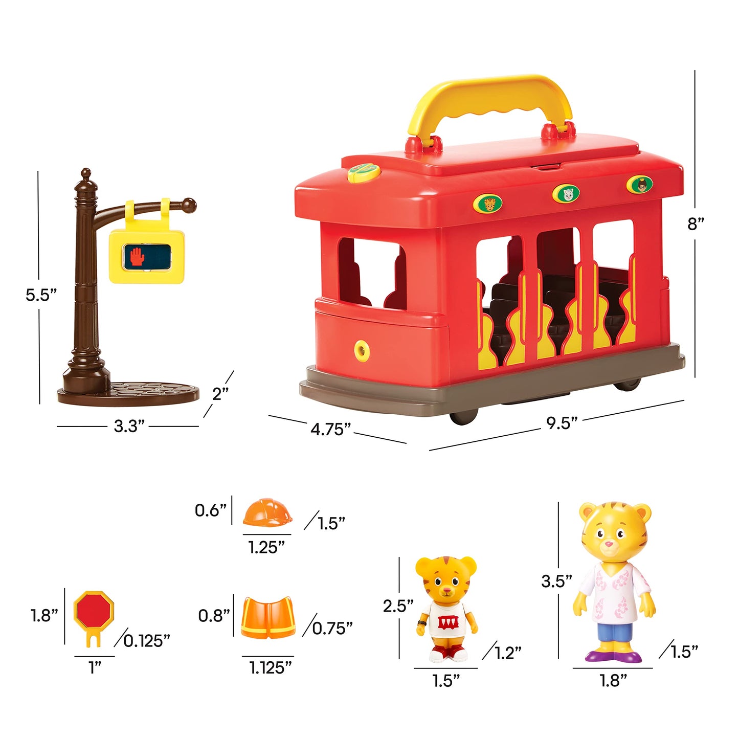 Daniel Tiger'S Neighborhood Deluxe Electronic Trolley Vehicle With 2 Songs, 12 Phrases, Sounds & Light! Daniel & Mom Tiger Figur