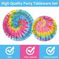 25 Guests Tie Dye Party Supplies Tie Dye Birthday Party Plates And Napkins Forks For Girls Tie Dye Birthday Party Decorations Ti