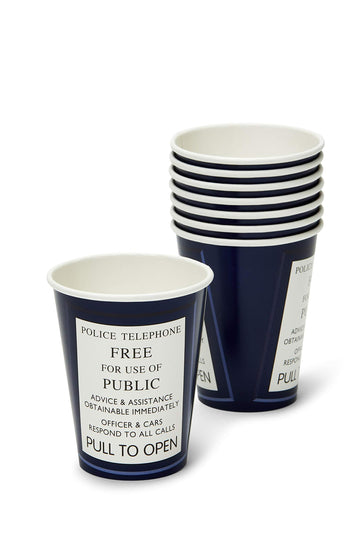Doctor Who TARDIS Party Cups - 8-Piece 9oz Paper Cup Set - Tardis Police Call Box Door - Themed Tableware Party Decorations - Sp
