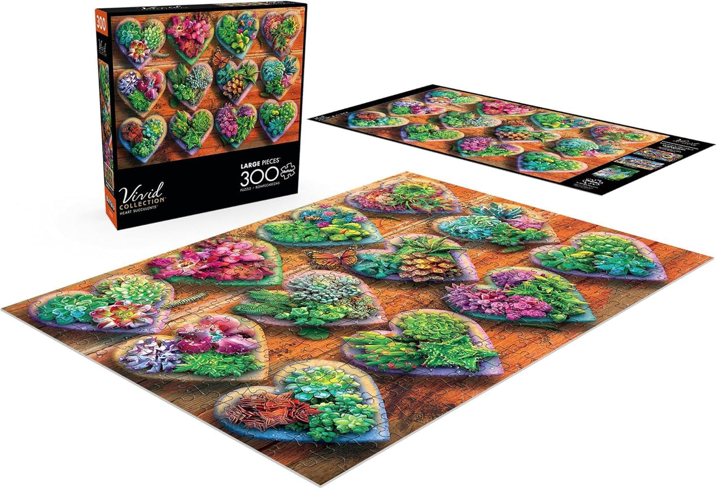 Buffalo Games - Eduard - Heart Succulents - 300 Piece Jigsaw Puzzle For Adults -Challenging Puzzle Perfect For Game Nights - Fin