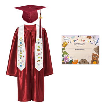 Graduatepro Kindergarten Graduation Cap And Gown Package Class Of 2025 For Kids With Stole Certificate As Party Gift Maroon 27