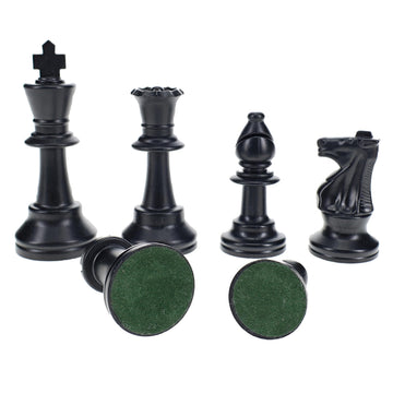 We Games Color Bright Plastic Staunton Tournament Chess Pieces With 3.75 In. King - Half Chess Set Of Chess Pieces Only, Black
