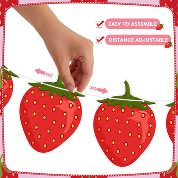 Lewtemi 4 Pcs Berry First Birthday Decor Strawberry Baby Shower Decorations Strawberry Hanging Banner Berry Garland For Strawberry Themed Party Favors Supplies(Red)