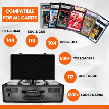 PREZA Graded Card Case - Slab Case for Graded Slabs - enhanced Trading Card Storage Box with Upgraded Combination and Key Lock (X-Large)