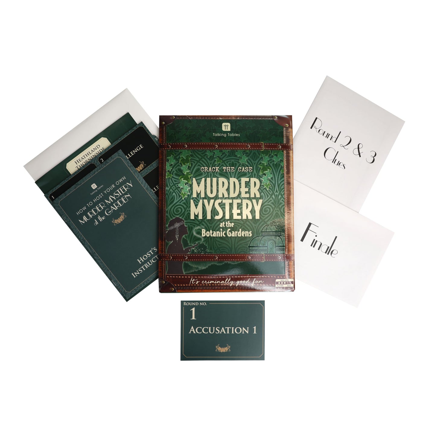 Talking Tables Murder Mystery At The Botanic Gardens Dinner Party Game For Adults, Puzzle Games, Clues, Brain Teaser Puzzles Secret Santa, Ages 16+, 5-13 Players
