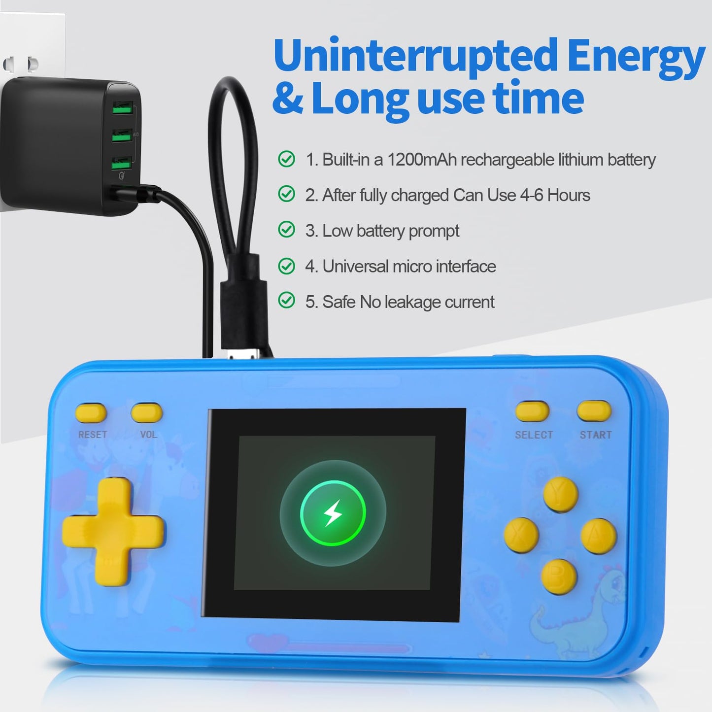 Handheld Game Console For Kids Preloaded 240 Retro Video Games, Portable Gaming Player With Rechargeable Battery 3.0'' Lcd Scree