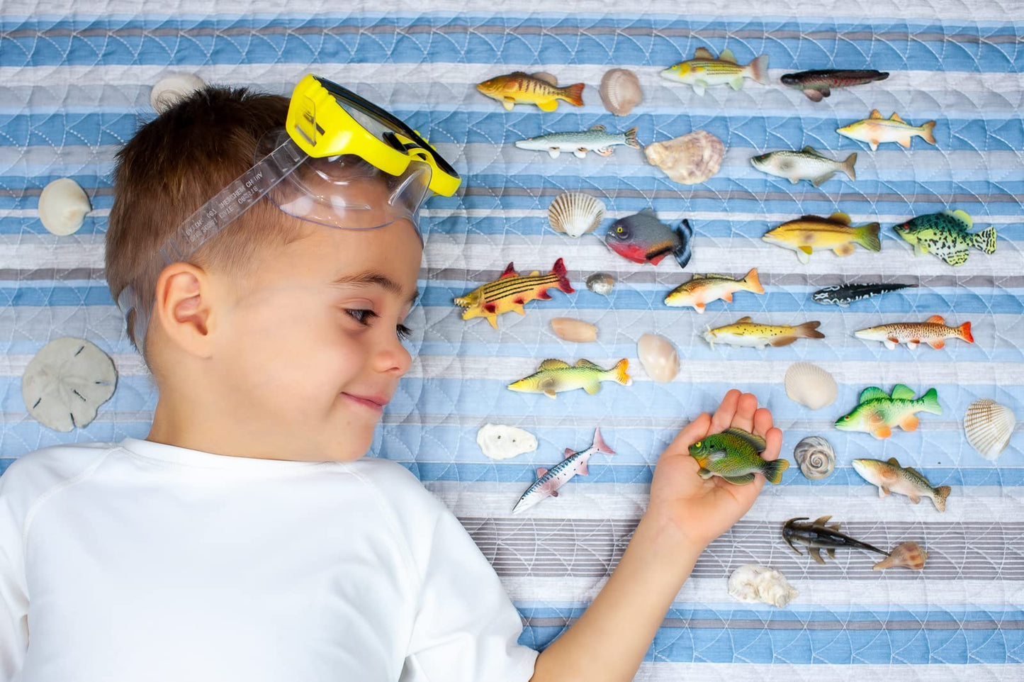 Toy Fish Factory American Angler Toy Fish Set - Miniature Largemouth Bass, Crappie, Bluegill, Catfish, Striped Bass - Multicolor, Plastic
