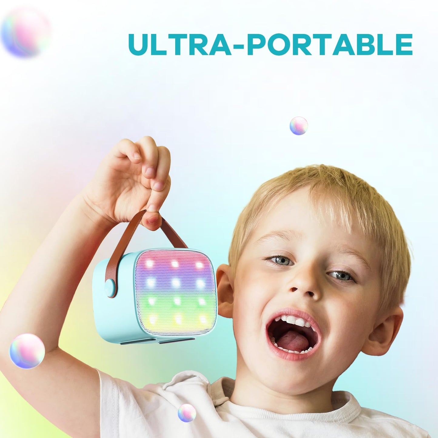 Yll Mini Karaoke Machine For Kids, Portable Bluetooth Speaker With 2 Wireless Microphones,18 Pre-Loaded Songs, Birthday For 3 4 5 6 7 8 + Year Old Boys Toys (Blue)