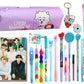 KOBBET Kids Stationery Gift Combo Set with Pencil Pouch, Notebook, Pens, Keychain Ruler