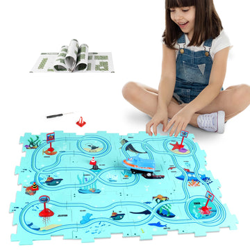 New Plastic Puzzles For Kids Ages 3-5 With A Cute Vehicle, Toddler Puzzle Track Play Set Gift, Critical Thinking Educational Toy