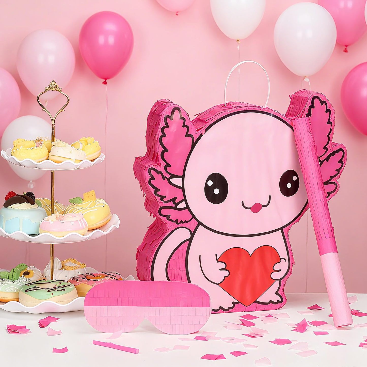 Seenelling Axolotl Piñata - Valentine's Day Fiesta Party Decor, Model QAR-Seenelling-3439, Fun Photo Prop, Perfect for Birthdays