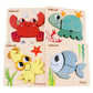 Wooden Puzzles For Toddlers Ocean Animals Montessori Toys Year Old Baby Girl Boy Gifts Educational Learning Bright Color Chunky Shape Puzzle Pack Of 4