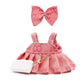 LYBHYQTII Doll Clothes Compatible with Labubu 17cm  enhanced Dolls Accessories 3 Piece Set Including Chic Spaghetti-Strap Dress & Bag and Bow  High-End Fashion Outfit for Play & Display - Pink