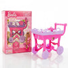 Kriiddaank Barbie 32 Pieces Tea Set Trolley for Kids 3 Years+ with Music and Sounds, Pink Pretend Play Kitchen Toy Set, Safe & N