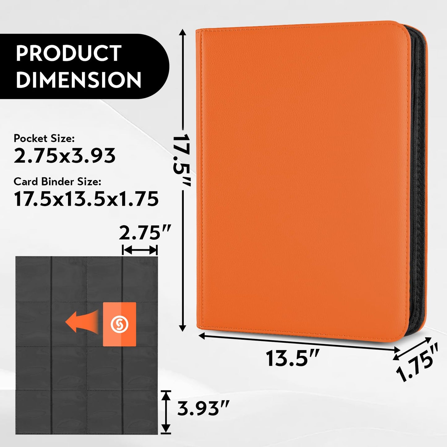 1000+ Pockets Trading Card Binder  enhanced 16 Pocket Card Binder  Ringless Side Loading Collection Album Holder Folders for MTG  TCG  Game Cards & Sports Cards (Orange)