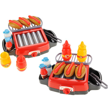 2 Set Hot Dog Roller Grill Electric Stove Play Set | Food Kitchen Appliance | Kids Pretend Play Food | Barbecue Toy With Light &