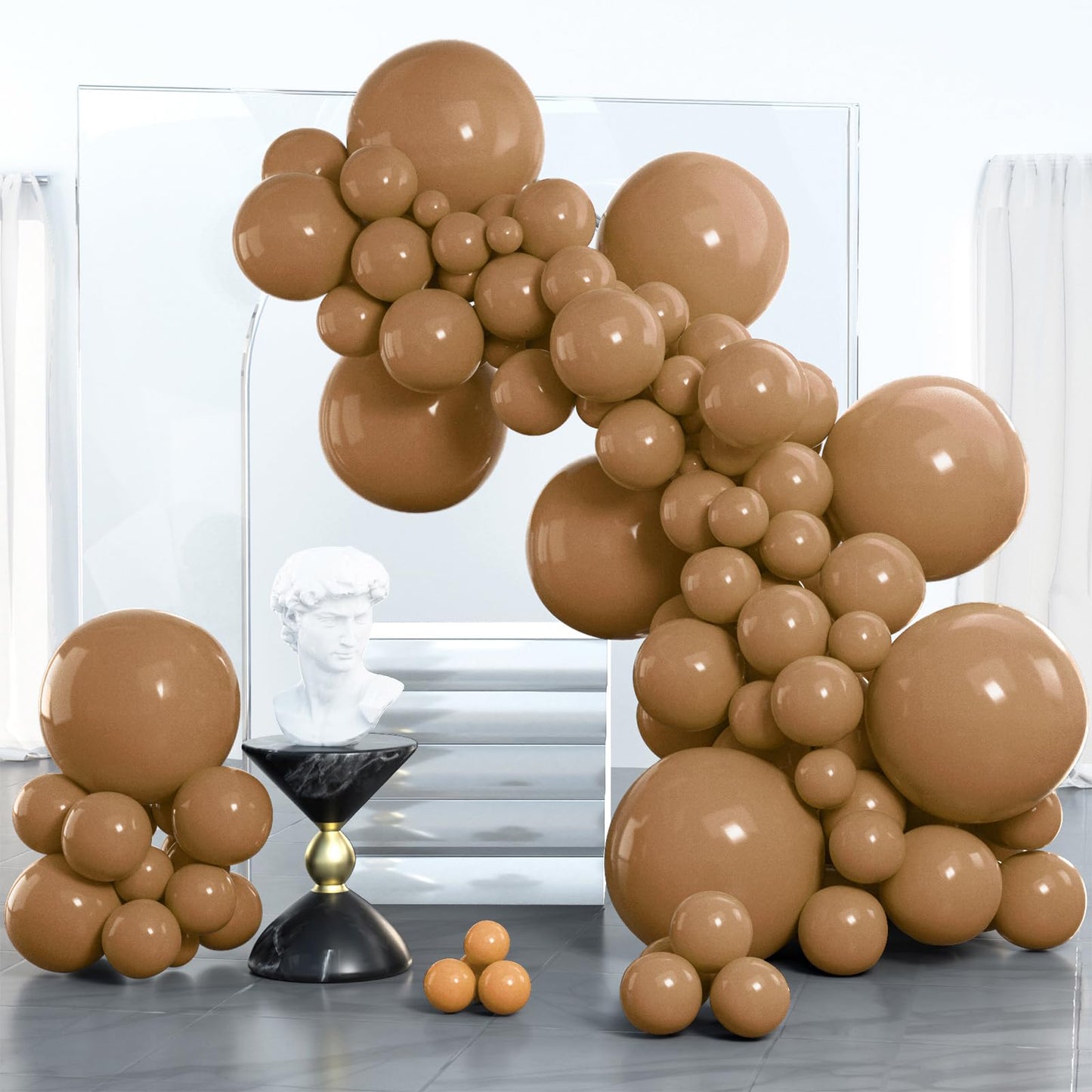 PartyWoo Brown Balloons Pack - 100 pcs in 5"-18" Sizes, Matte Rubber, Perfect for Party Decorations, Model 4711100078573