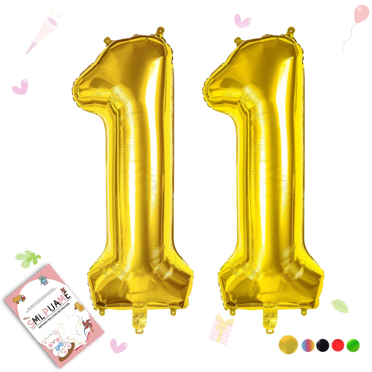 Smlpuame 40 Inch Number Balloon 0-9 Gold Large Number 11 Balloons,Digital Balloons For Birthday Party Celebration Decorations Su