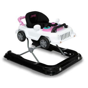 Delta Children Jeep Classic Wrangler 3-in-1 Activity Walker, Music & Lights, Push Walker & Rolling Car Toy, White/Pink