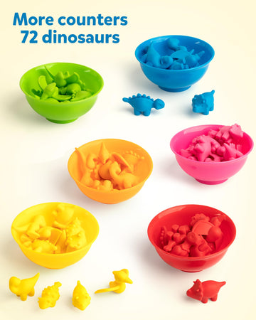 Coogam Counting Dinosaur Sorting Toy Set, Color Matching Classification Game, Montessori Fine Motor Skill Preschool Educational Montessori Learning Toys For 3 4 5 Years Old