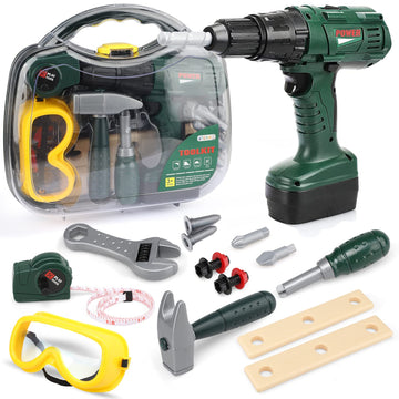 STEAM Life Kids Toddler Tool Set for Boys with Electric Toy Drill, Toy Tool Set for Toddlers, Kids Tool Box with Toy Hammer, Bab