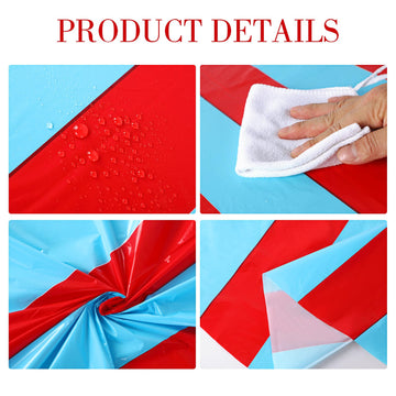 Tatuo 3 Pcs Red and Blue Round Circus Table Cloth 84 Inch Carnival Circus Tablecloths Striped Disposable Plastic Table Cover for