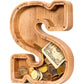 Summidate Wooden Letter Piggy Bank| Piggy Bank For Boys Girls Toddler| Alphabet S Money Bank| Coin Bank Birthday Gift For Kids|2024 Graduation Money Box (S)