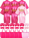 Sintuff 24 Pcs Kids Spa Party Supplies For Girls 6 Spa Party Robes 6 Tote Bags 6 Headbands 6 Spa Masks (Pink Birthday,Size 14)