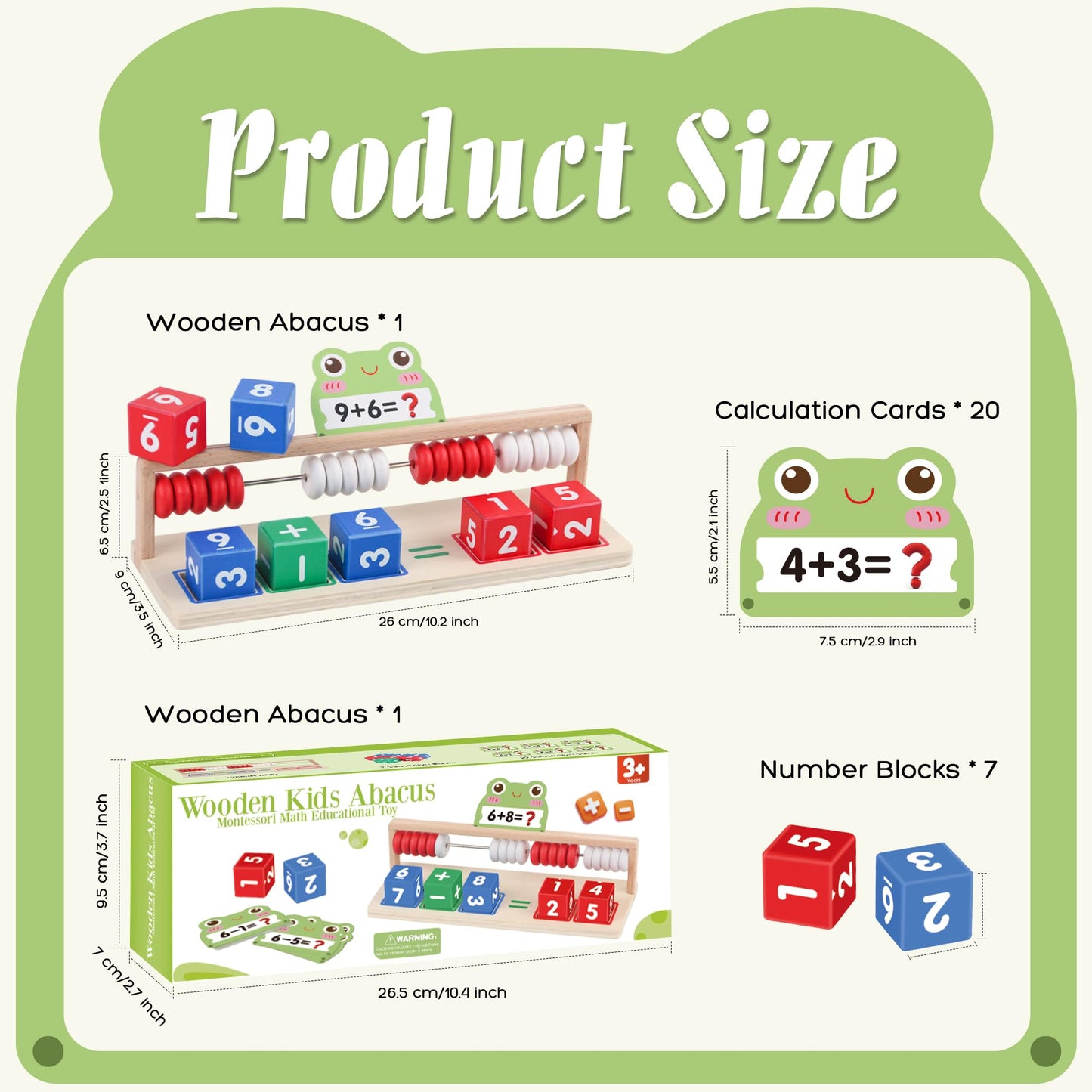 Ranqibo Wooden Math Learning Toys  Number Blocks Toys  Abacus for Kids Math Montessori Toys for 3-5 Year Old Boys Girls Birthday Gifts