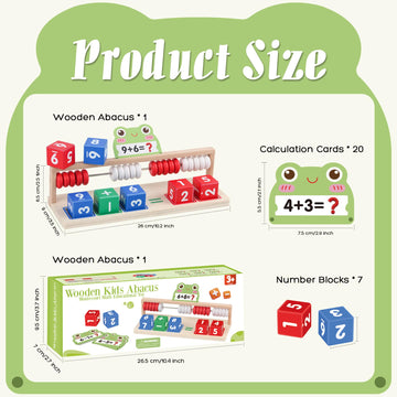 Ranqibo Wooden Math Learning Toys  Number Blocks Toys  Abacus for Kids Math Montessori Toys for 3-5 Year Old Boys Girls Birthday Gifts