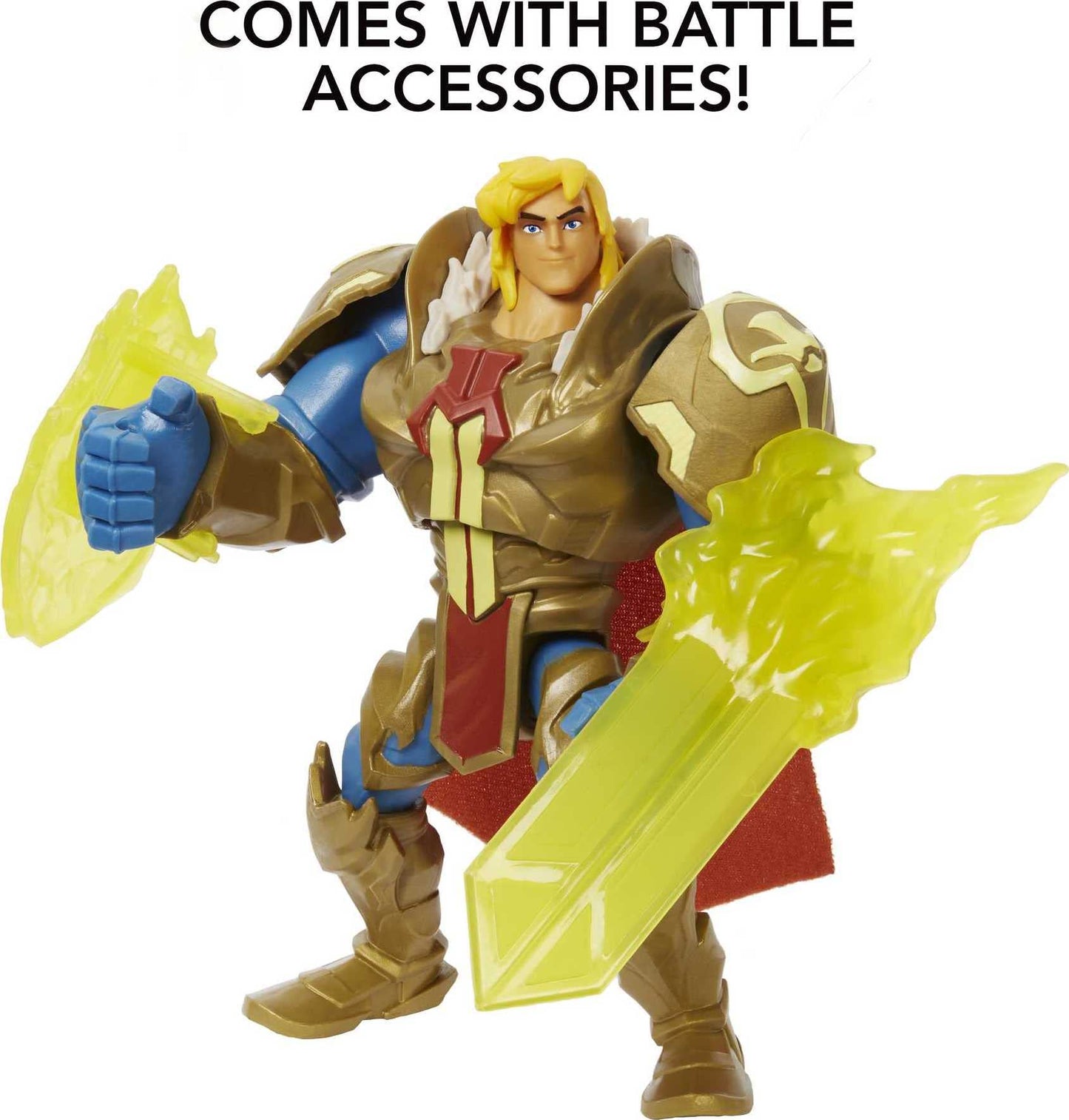 Masters of the Universe and He-Man He-Man Action Figure in Grayskull protective covering with Power Attack Move & 2 Accessories Inspired by MOTU Netflix Animated Series  5.5-in Collectible Toy for Kids Ages 4Y+